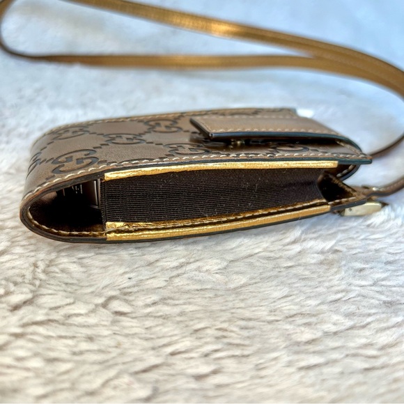 Gucci Metallic Bronze GG Monogram Mini Lanyard Bag - Picture 10 of 15